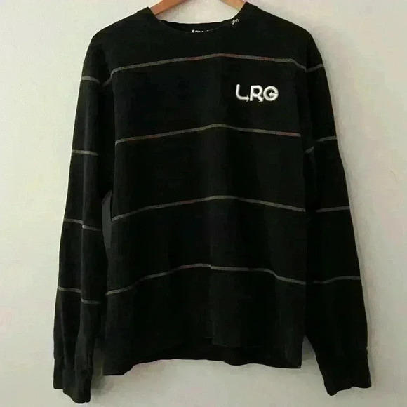 LRG Men's Long Sleeve Shirt Black Striped Size Large - Picture 1 of 7